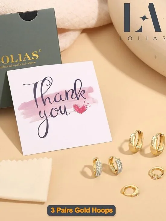 Small 14K Gold Plated Chunky Hoop Earrings for Women Hypoallergenic Silver Earri - Picture 8 of 9